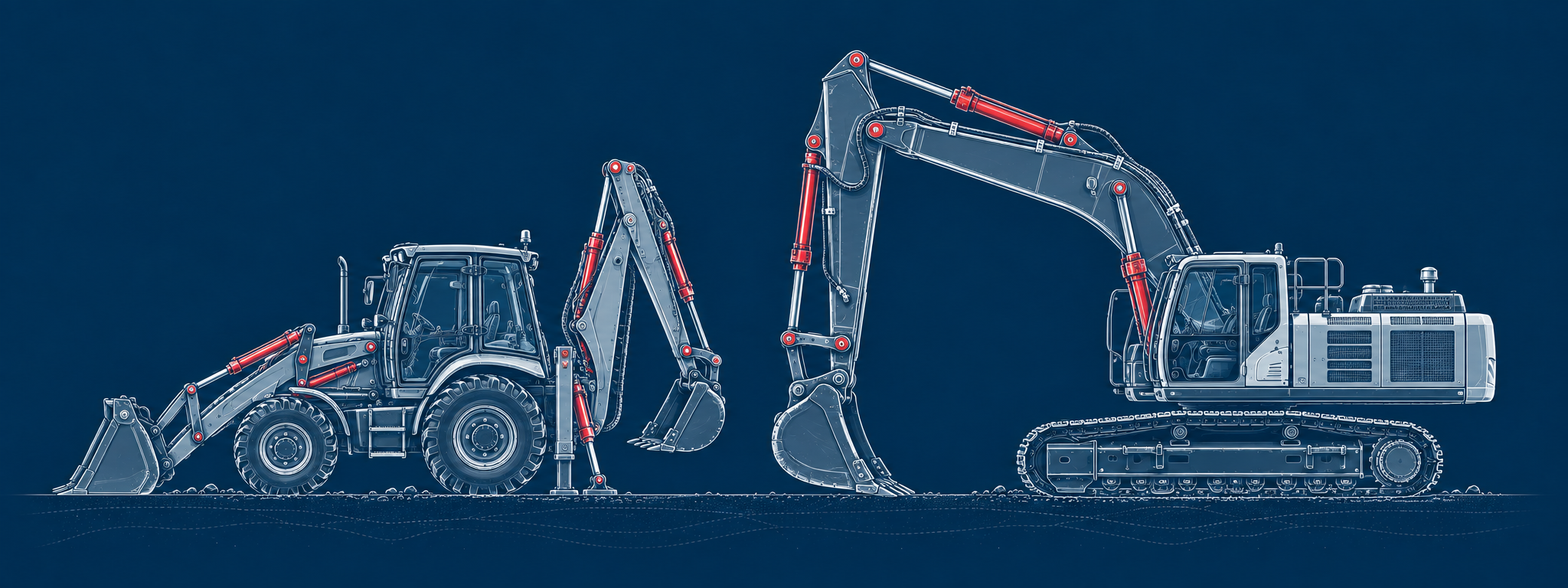 JCB 3CX ve HITACHI ZX 210 LC-5 Saha Destek Takımı Çizimi