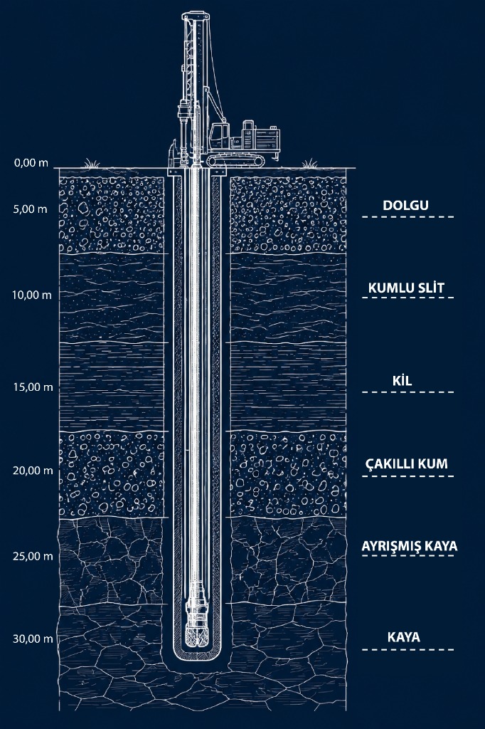 Sondaj ve stratigrafi şeması