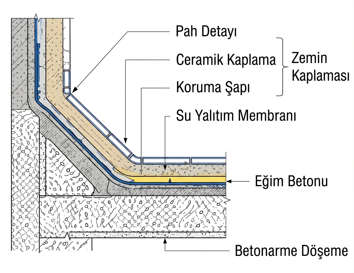 Banyo Su Yalıtım Detay Kesiti