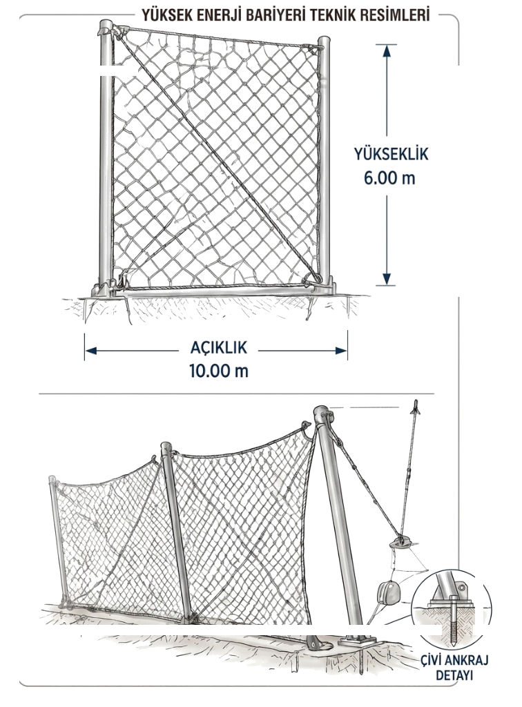 Kaya düşmesi teknik çizimi