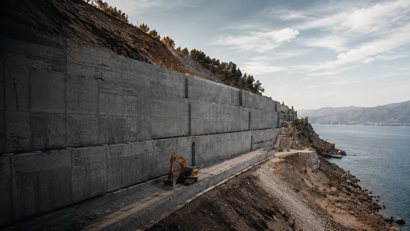 Kıyı hattında projelendirilmiş betonarme istinat yapısı